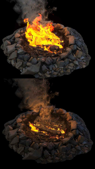 石堆里的篝火3D模型（FBX,MAX）