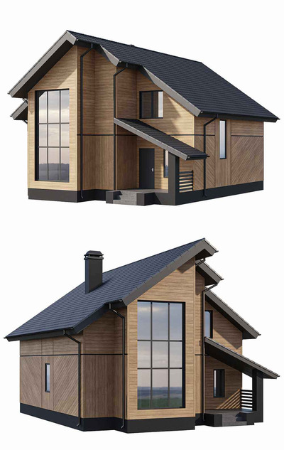 双层斜顶房屋 住宅 建筑3D模型（FBX,MAX）