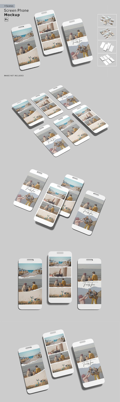 屏幕手机样机 (PSD,PDF)