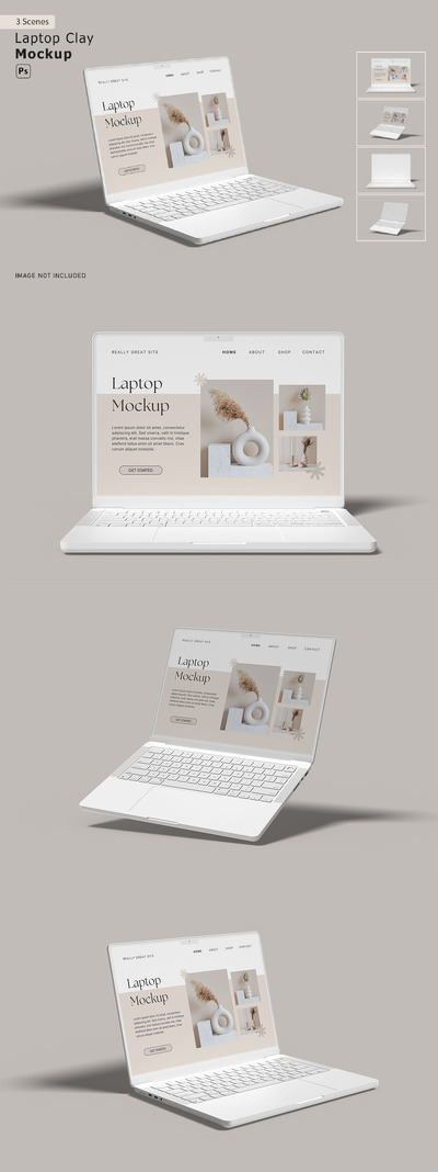 笔记本电脑粘土样机 (PSD,PDF)