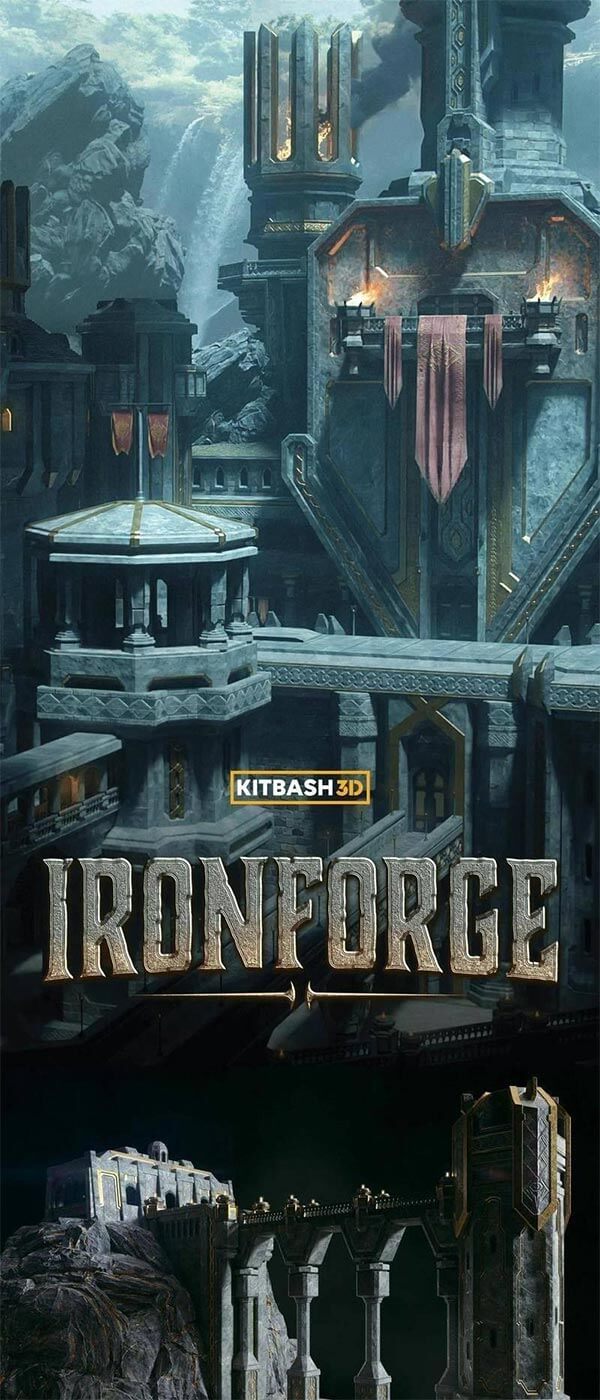 游戏风格金属城堡3D资源包免费下载（Blend,C4D+OC,OBJ,UC）