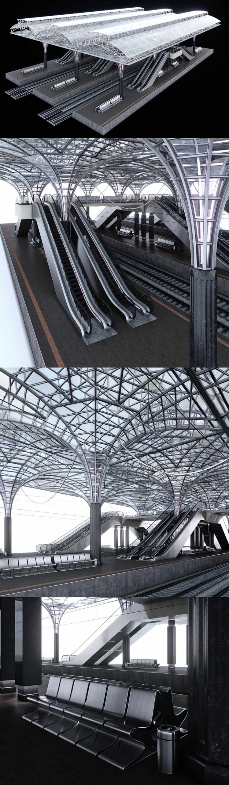 火车站站台3D模型（FBX,MAX）