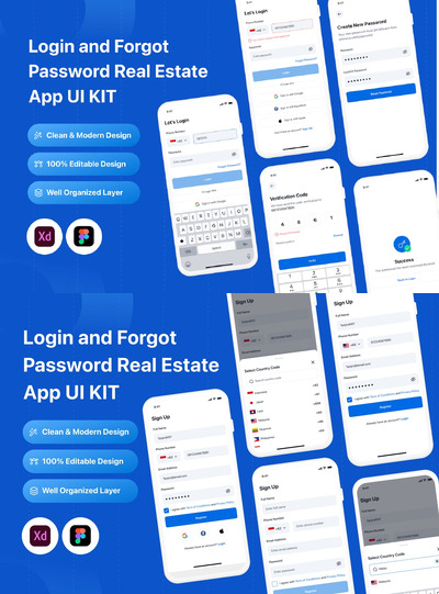 登录和忘记密码移动应用程序 (FIG,XD)