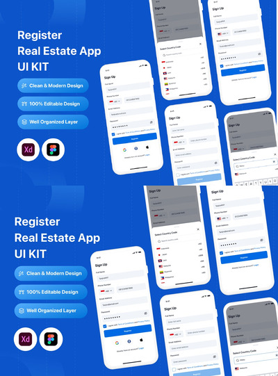 注册手机应用程序 (XD,FIG)