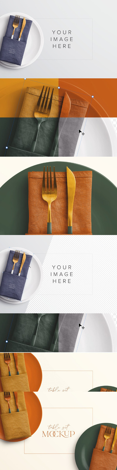 餐桌摆盘样机和餐具样机 (PSD,PDF)