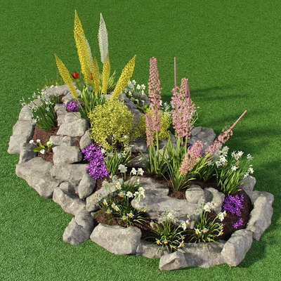 花丛 植物组合景观 花园景观3D模型（FBX,MAX）