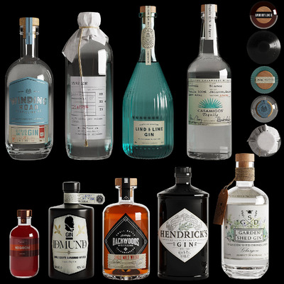 杜松子酒 鸡尾酒 威士忌等酒类3D模型（OBJ,FBX,MAX）