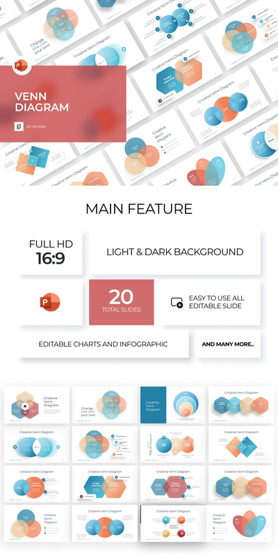 维恩图信息图表 PPT模版 (PPTX)