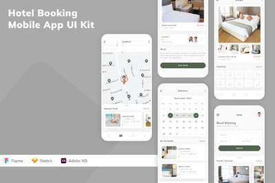 酒店预订移动应用 App UI Kit (SKETCH,FIG,XD)