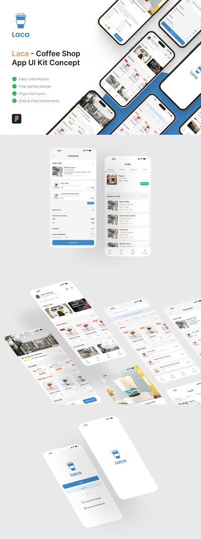 咖啡店应用App UI Kit (FIG)