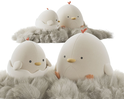 在窝巢里的小鸡公仔 毛绒玩具3D模型（FBX,MAX）