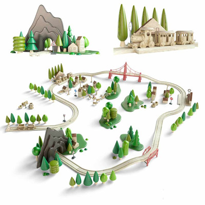 木质火车轨道玩具3D模型（OBJ,MAX）