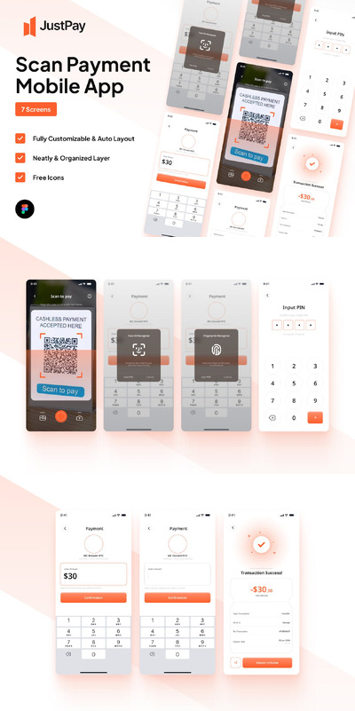 扫码支付 - 手机应用App UI Kit (FIG)