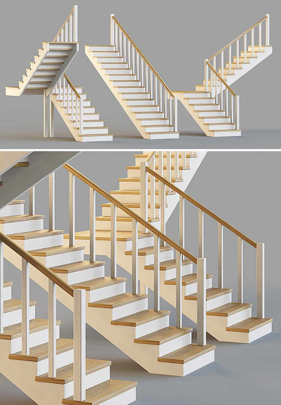 木楼梯3D模型（OBJ,MAX）