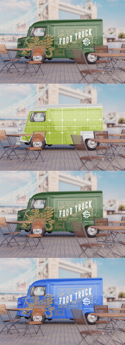 食品卡车场景样机 (PSD)