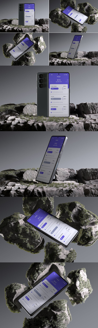 深色背景上的手机样机 (PSD)