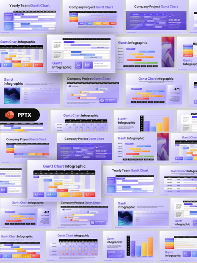 甘特图信息图PPT模版 (PPTX)