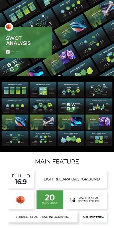 SWOT 分析信息图表PPT模版 (PPTX)