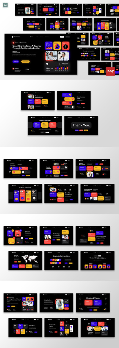 黑色现代多彩公司简介PPT模版 (PPTX,PPT)