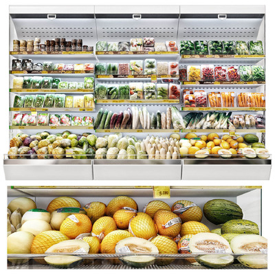 摆满蔬菜水果的超市冷柜3D模型（FBX,MAX）