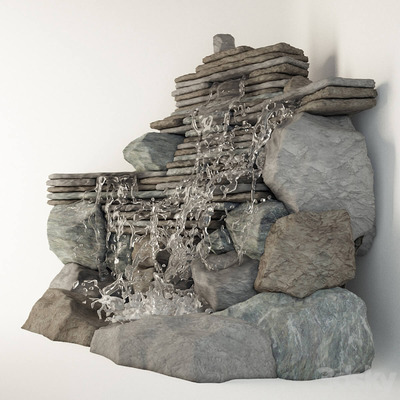 岩石和瀑布景观 花园景观3D模型（FBX,MAX）