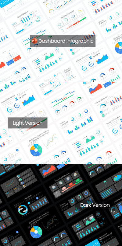 仪表板图表信息图表 PPT模版 (PPTX)
