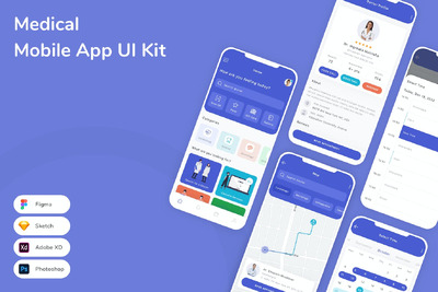 医疗移动应用App UI Kit (FIG,PSD,SKETCH,XD)