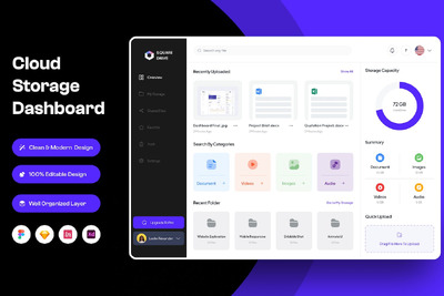 云存储仪表板 (FIG,SKETCH,XD)