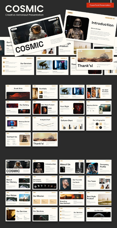 创意宇航员演示模板PPT模版 (PPTX,PPT)