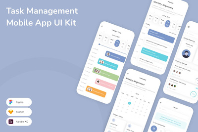 任务管理移动应用APP UI KIT (SKETCH,FIG,XD)