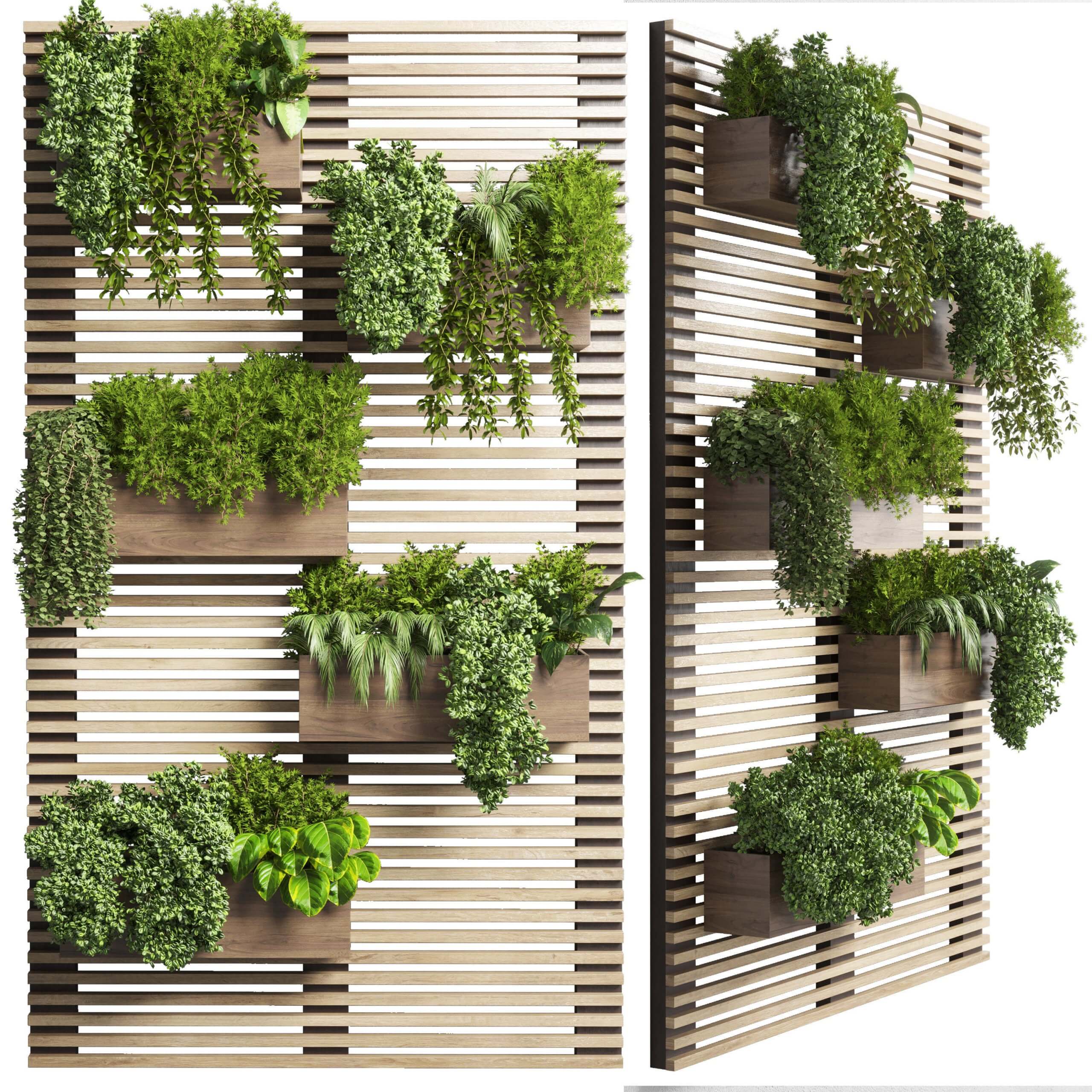 户外木质绿植架 绿植墙3D模型（OBJ,MAX）