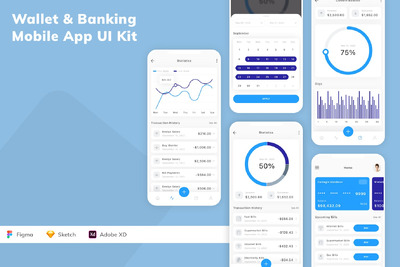 钱包和银行移动应用 APP UI KIT (SKETCH,FIG,XD)