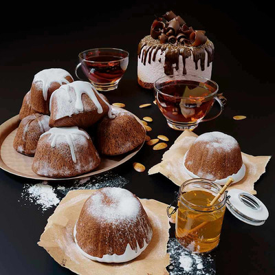 蛋糕 蜂蜜和茶3D模型（FBX,MAX）