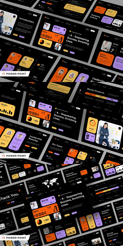 黑色多彩现代公司简介PPT模版 (PPTX,PPT)