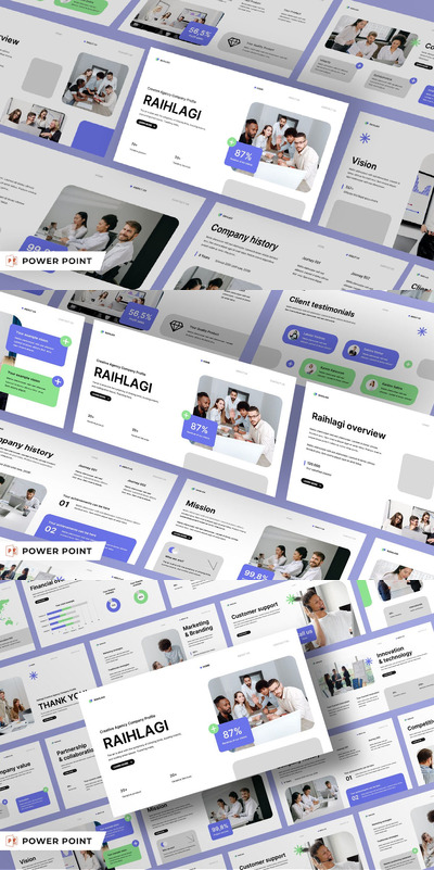 白蓝现代公司简介PPT模版 (PPTX,PPT)