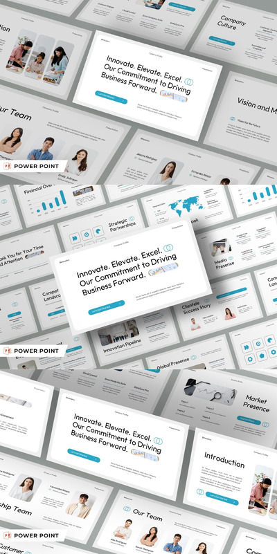 白蓝现代公司简介PPT模版 (PPTX,PPT)