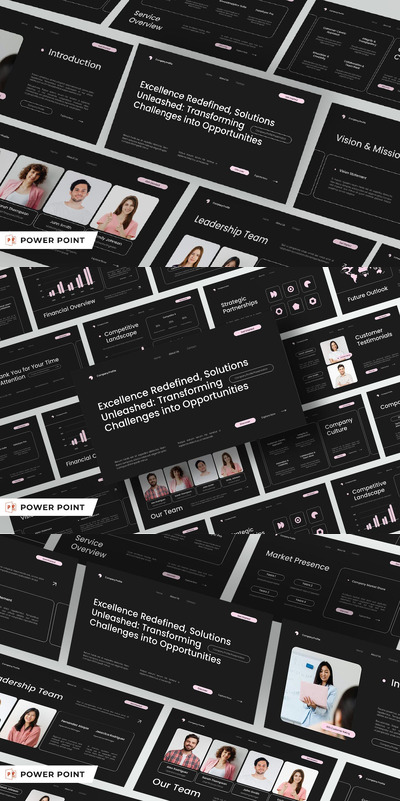 黑白现代简介PPT模版 (PPTX,PPT)