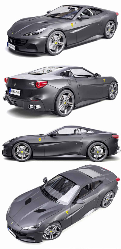 法拉利Ferrari Portofino跑车 汽车3D模型（OBJ,FBX,MAX）