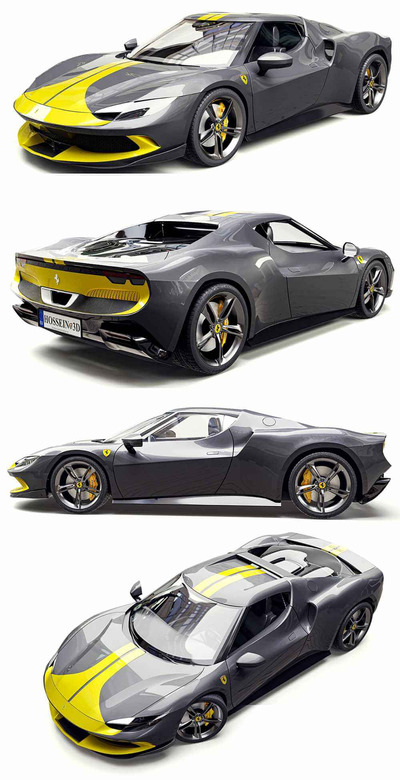 法拉利Ferrari 296 GTB跑车 汽车3D模型（OBJ,FBX,MAX）