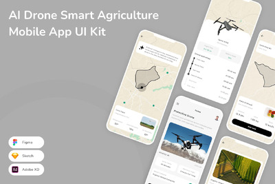 AI无人机智能农业移动应用APP UI KIT (SKETCH,FIG,XD)