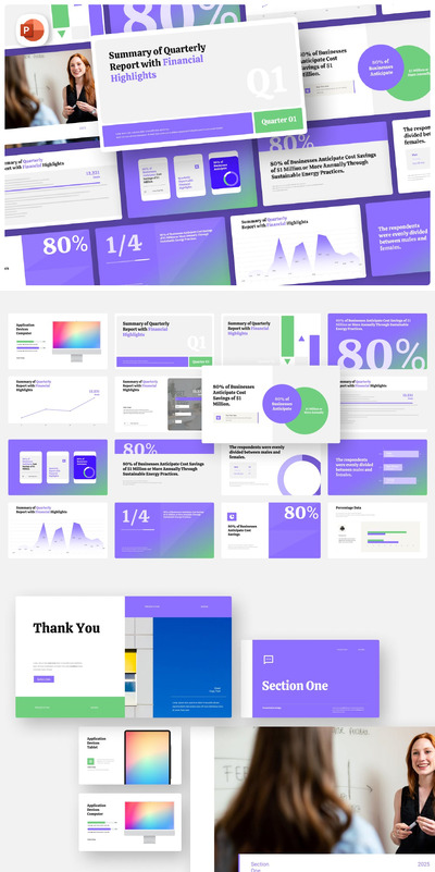 季度报告业务PPT模版 (PPTX)