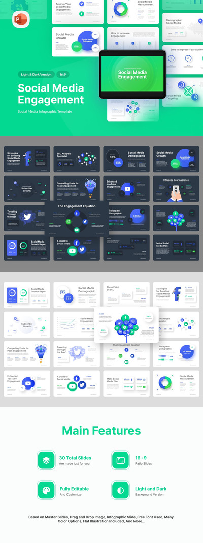 社交媒体参与PPT模版 (PPTX)