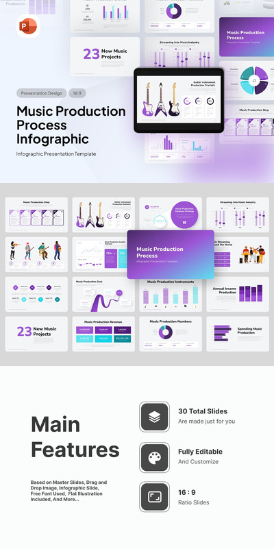 音乐制作流程 PPT模版 (PPTX)