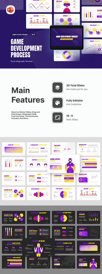 游戏开发流程 PPT模版 (PPTX)