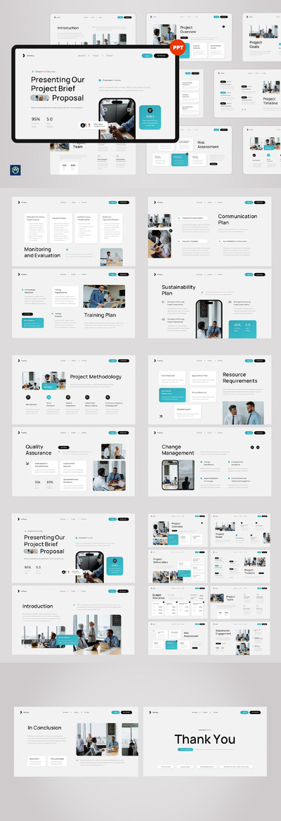 白绿现代项目简要提案PPT模版 (PPT,PPTX)