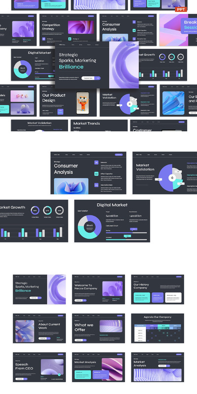 灰蓝色现代营销计划业务模板PPT模版 (PPT,PPTX)