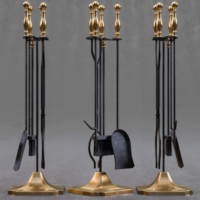 扫帚 铲子 钩子等壁炉配件 壁炉工具3D模型（OBJ,MAX）