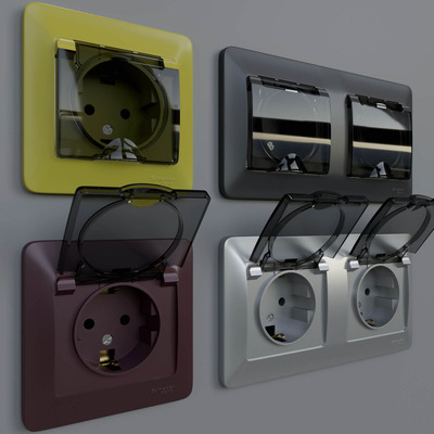 Schneider Glossa防水插座3D模型（OBJ,MAX）