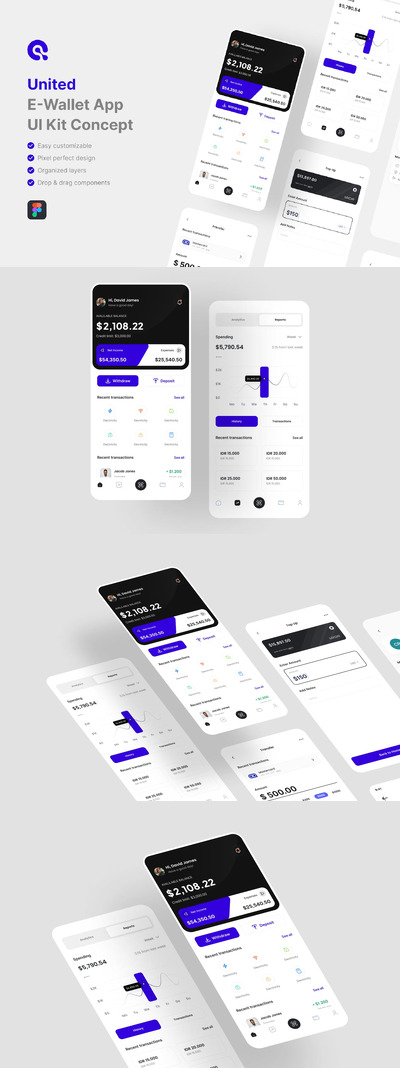 电子钱包应用App UI Kit (FIG)