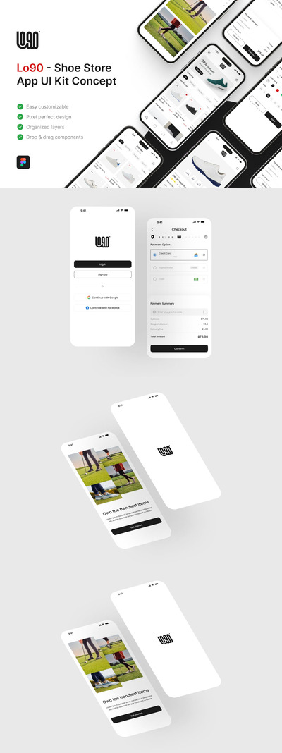 鞋店应用 App UI Kit (FIG)